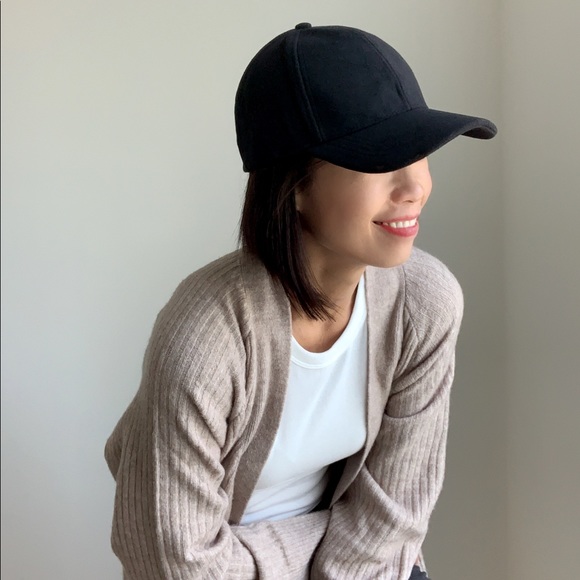 WOOL FELT BASEBALL CAP - BLACK - Picture 3 of 9